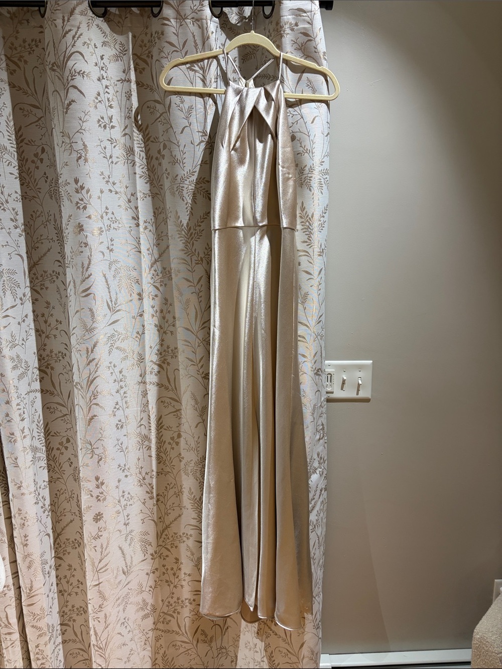 Elegant Gold Halter Neck Gown